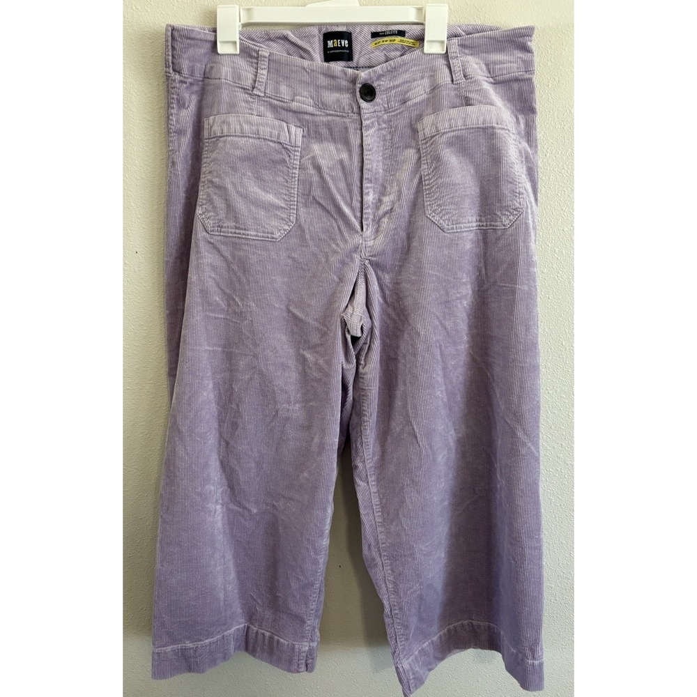 Maeve Anthropologie The Colette Corduroy Crop Wide Leg Pants Lavender 18W